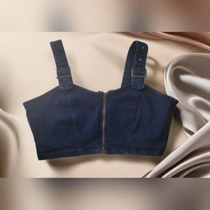 Derek Heart Denim Corset Bandage Top Zip Front closure size M